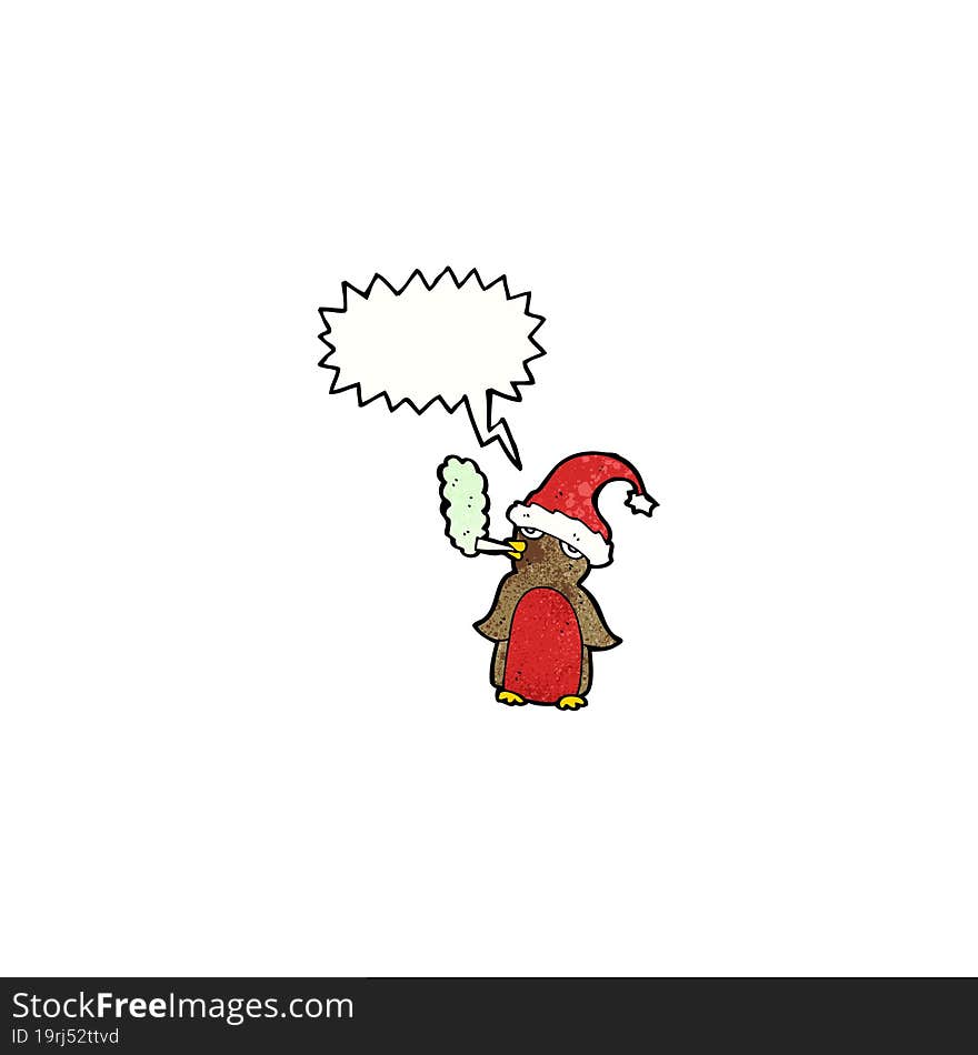 cartoon christmas robin smoking cigarette