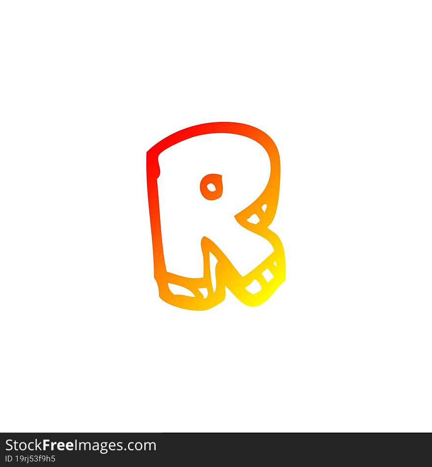 Warm Gradient Line Drawing Cartoon Letter R