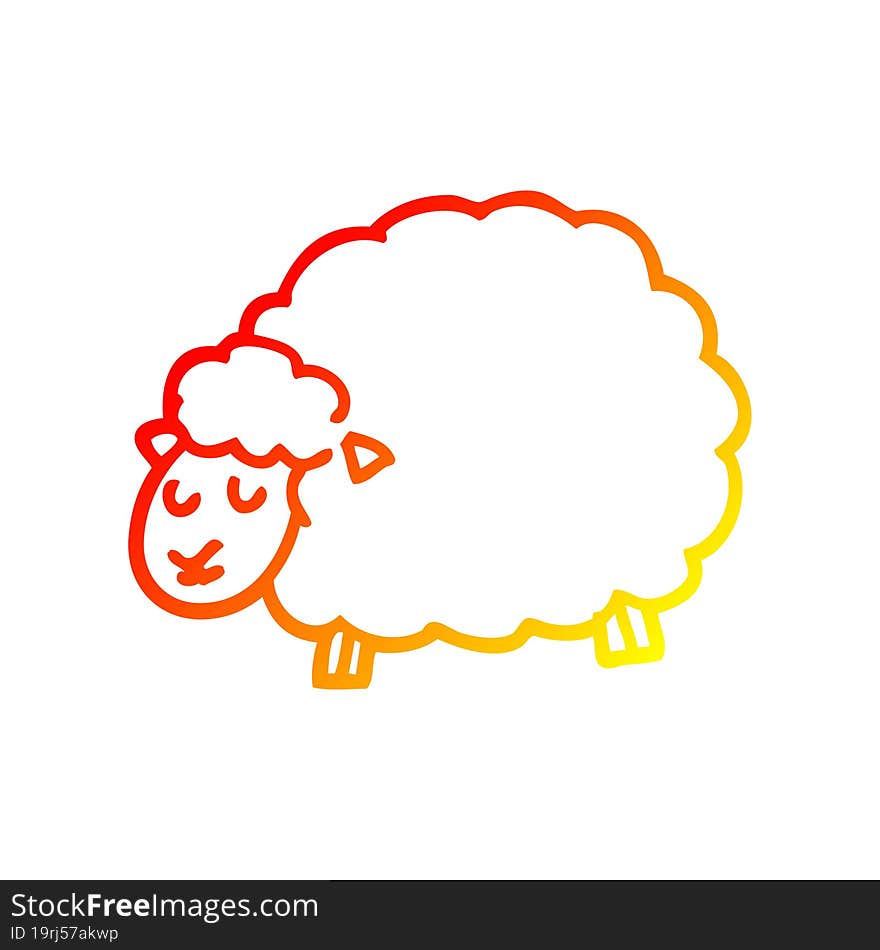 warm gradient line drawing cartoon sheep