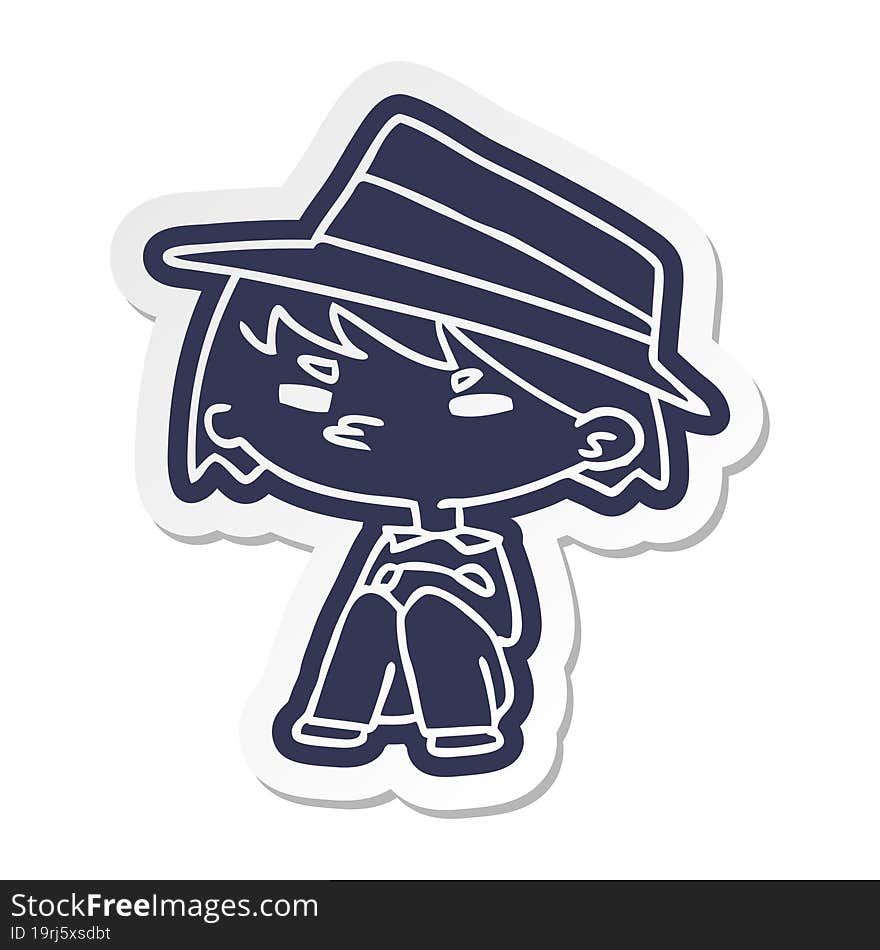 Cartoon Sticker Of A Kawaii Cute Boy