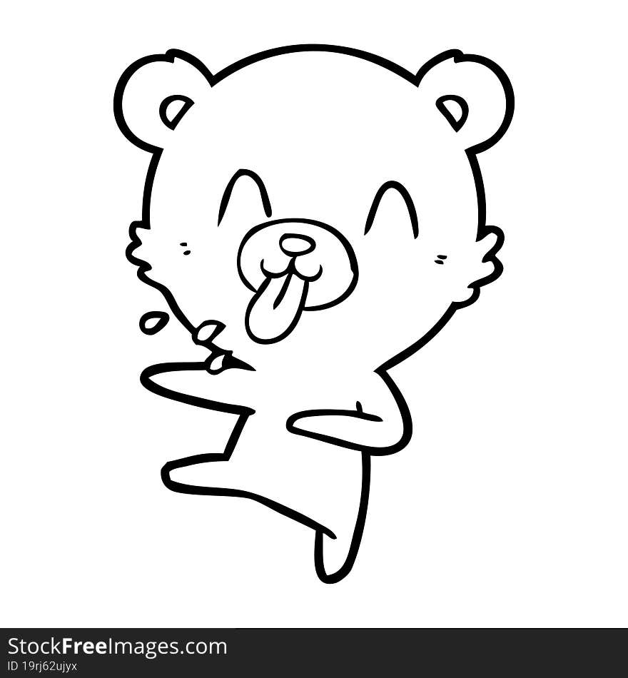 rude cartoon dancing polar bear sticking out tongue. rude cartoon dancing polar bear sticking out tongue