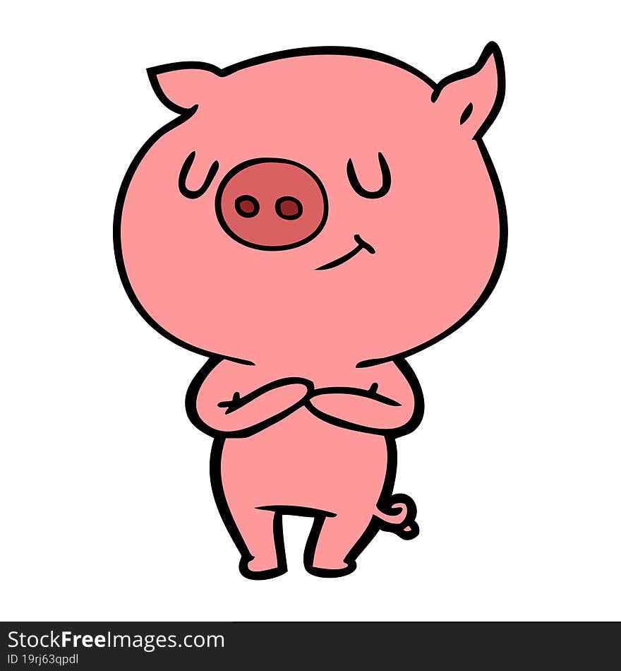 happy cartoon pig. happy cartoon pig