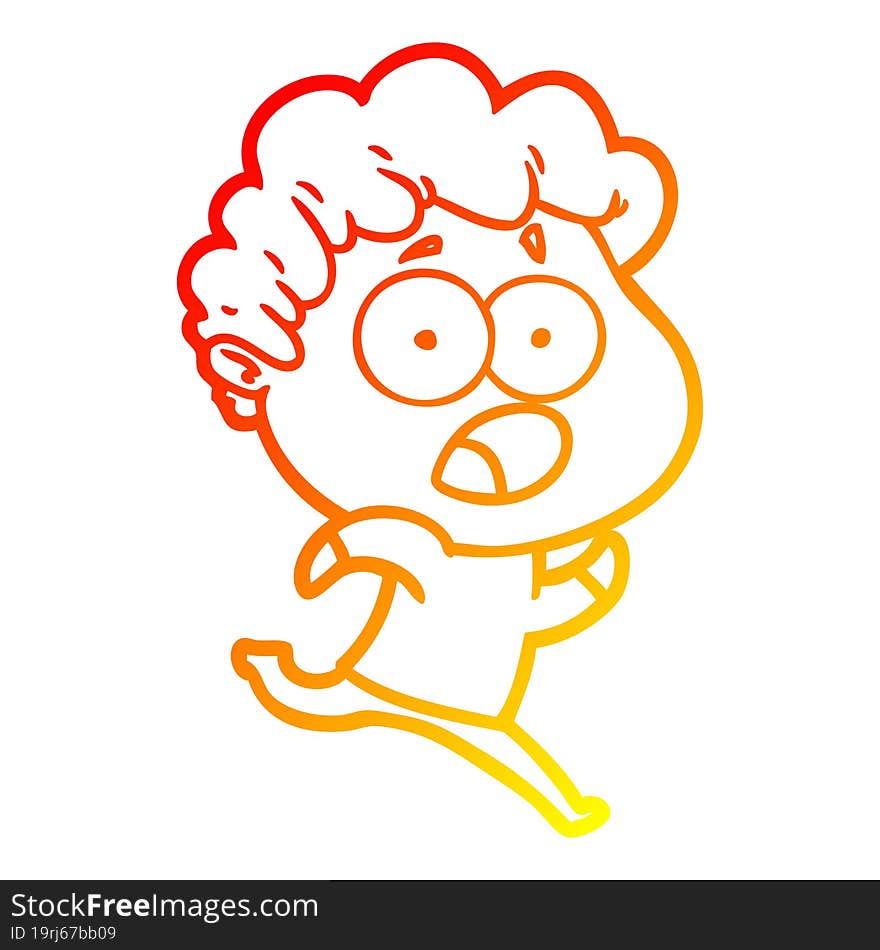 warm gradient line drawing cartoon man gasping in surprise