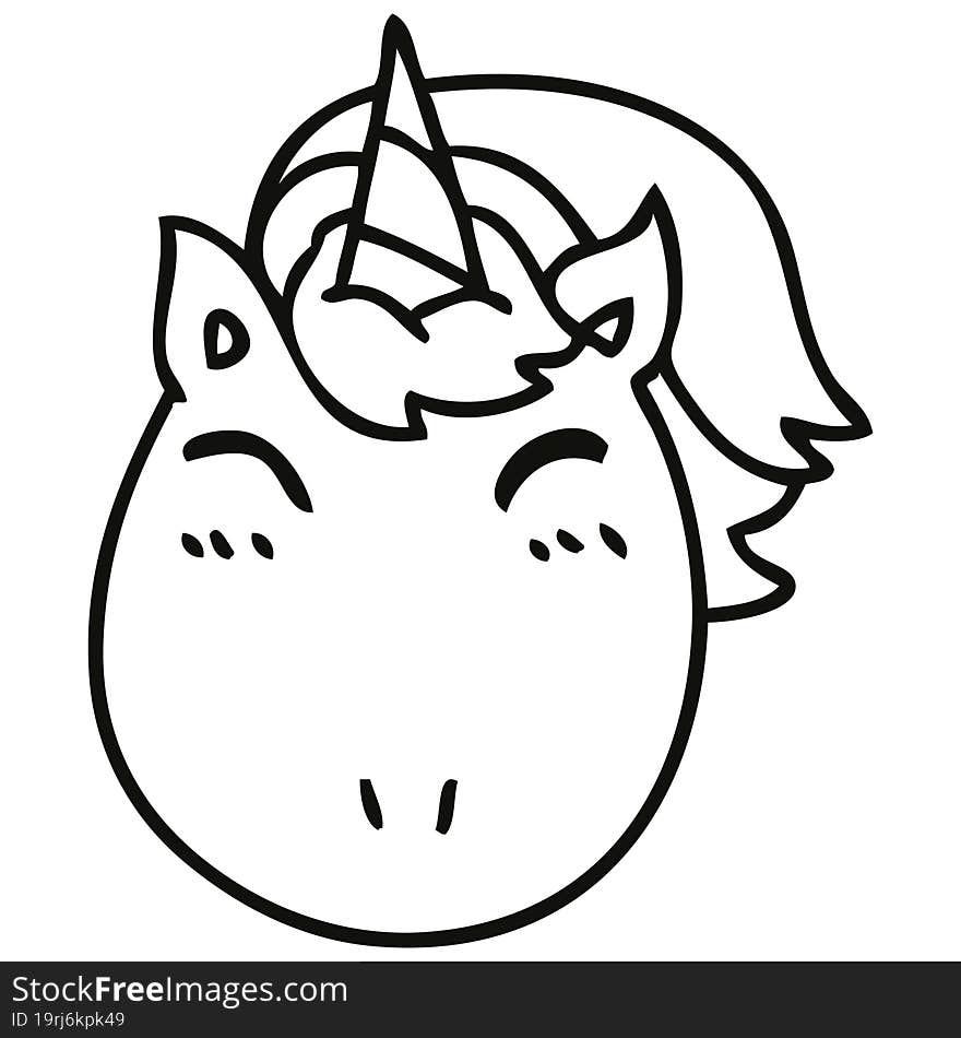 Quirky Line Drawing Cartoon Unicorn