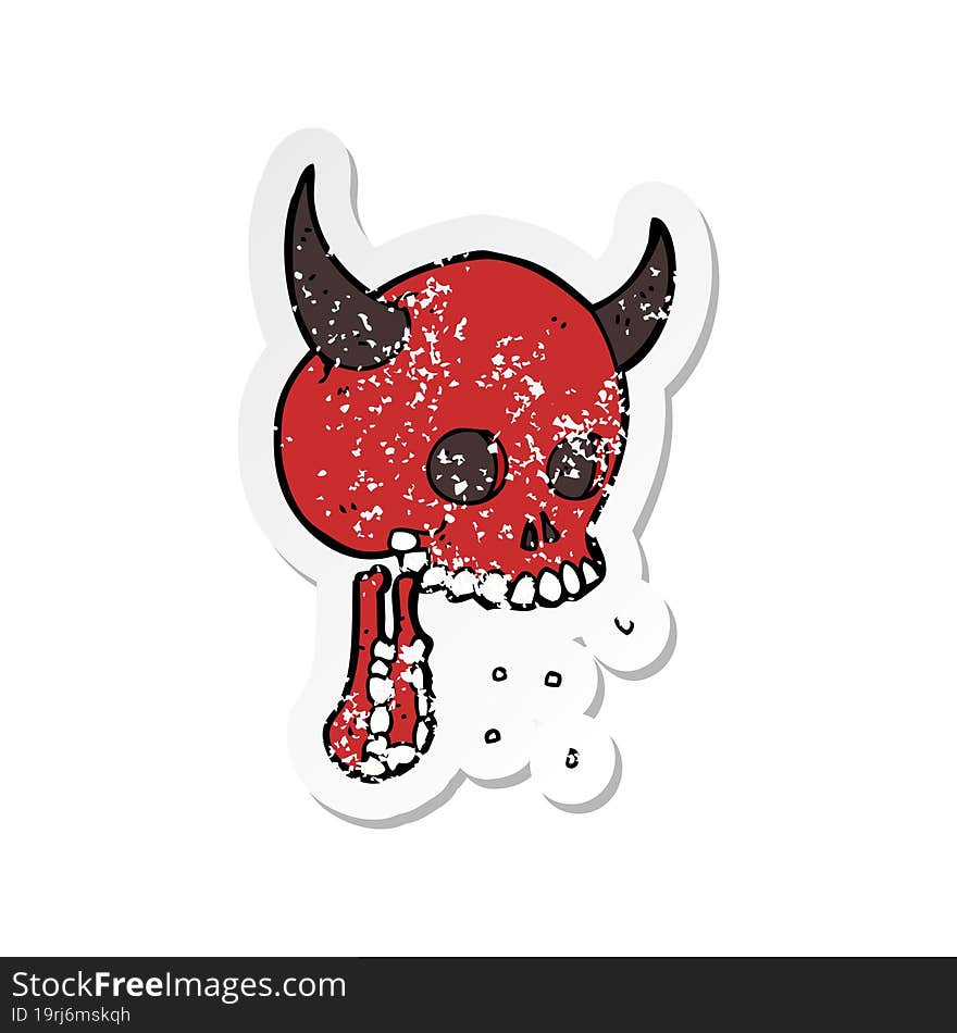 retro distressed sticker of a cartoon spooky skull