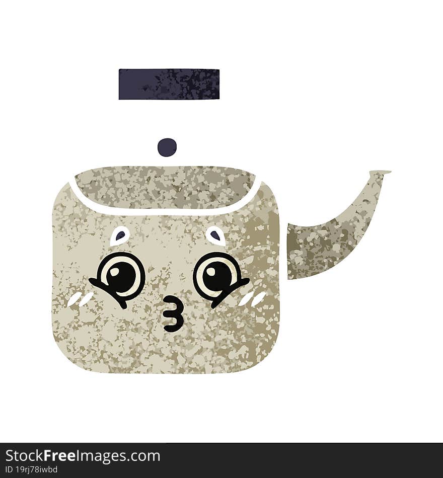 retro illustration style cartoon kettle