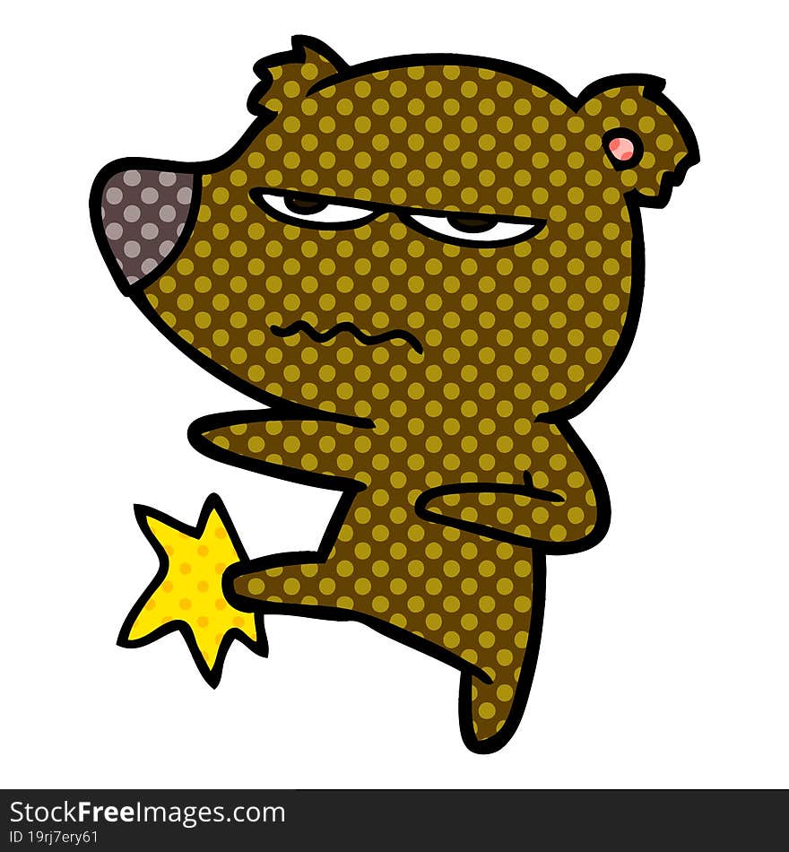 angry bear cartoon kicking. angry bear cartoon kicking