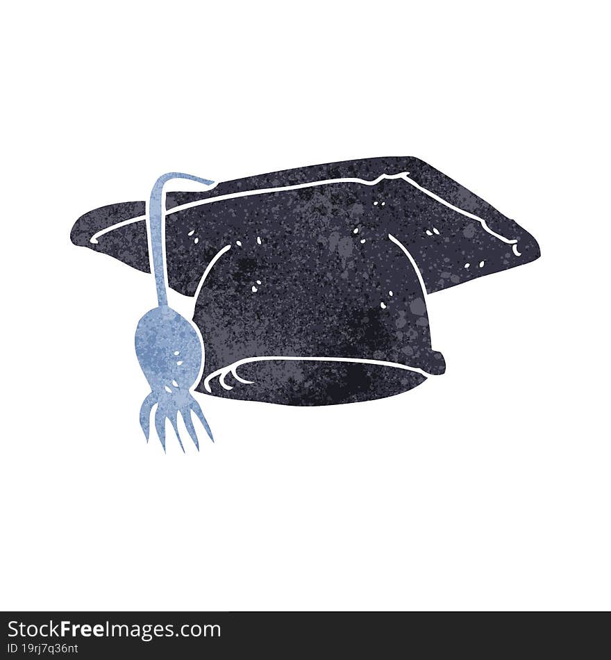 freehand retro cartoon graduation cap