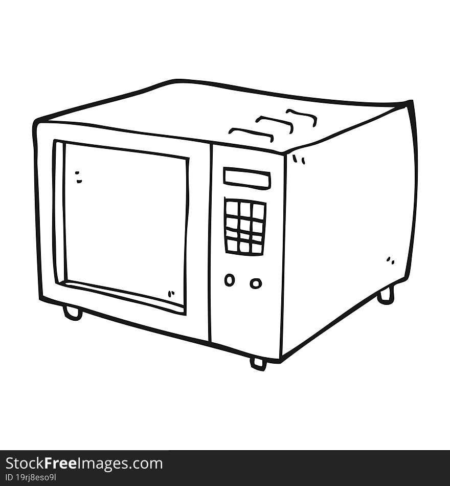 Black And White Cartoon Microwave