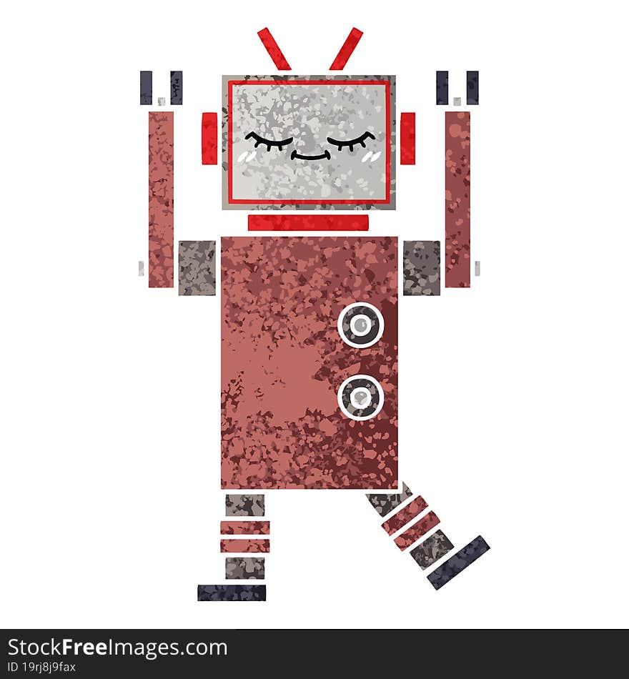 Retro Illustration Style Cartoon Robot