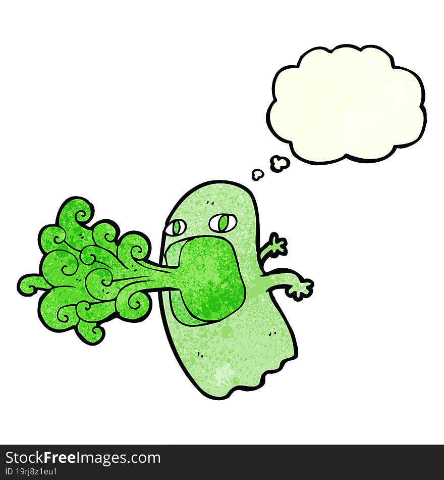 Funny Cartoon Ghost With Thought Bubble