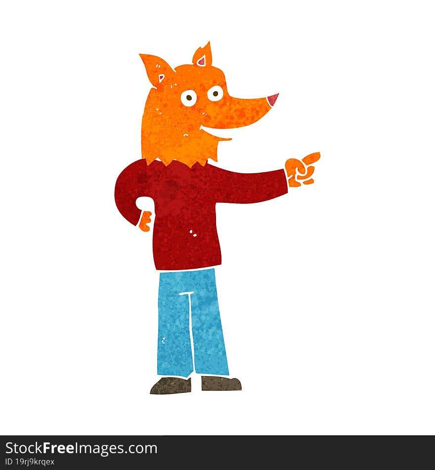 cartoon fox man pointing