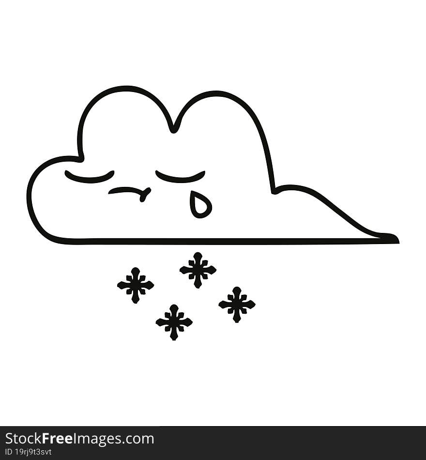 Line Drawing Cartoon Snow Cloud