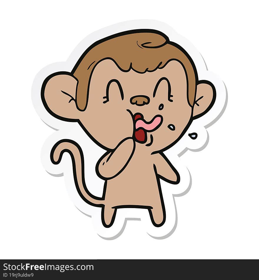 sticker of a crazy cartoon monkey