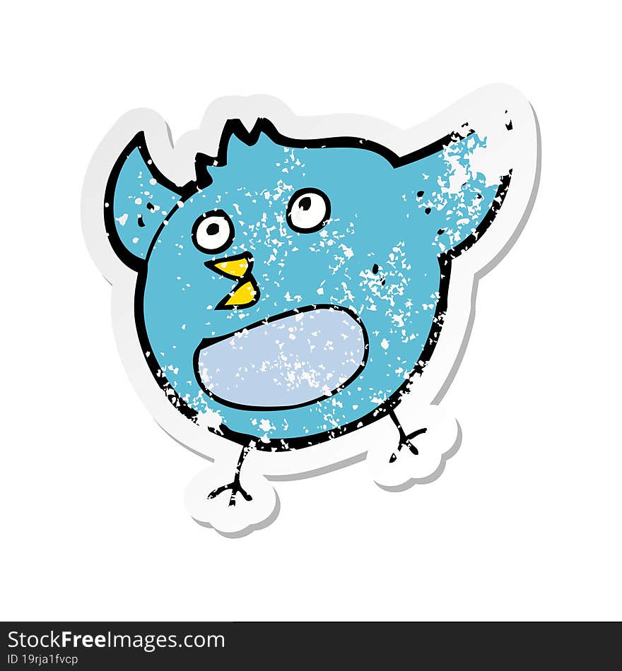 retro distressed sticker of a cartoon happy bird