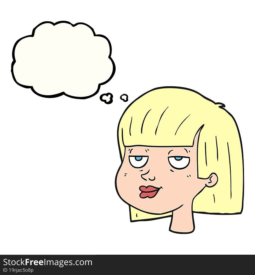 thought bubble cartoon female face