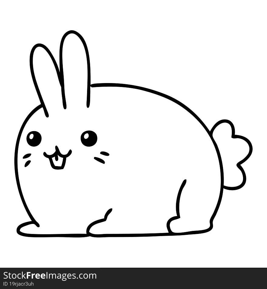 line doodle of a happy pet rabbit