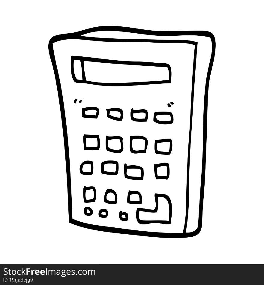 line drawing cartoon electronic calculator