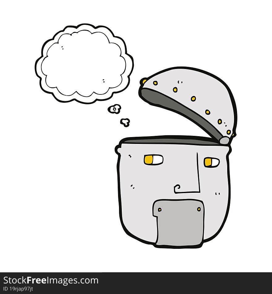 Cartoon Robot Head With Thought Bubble