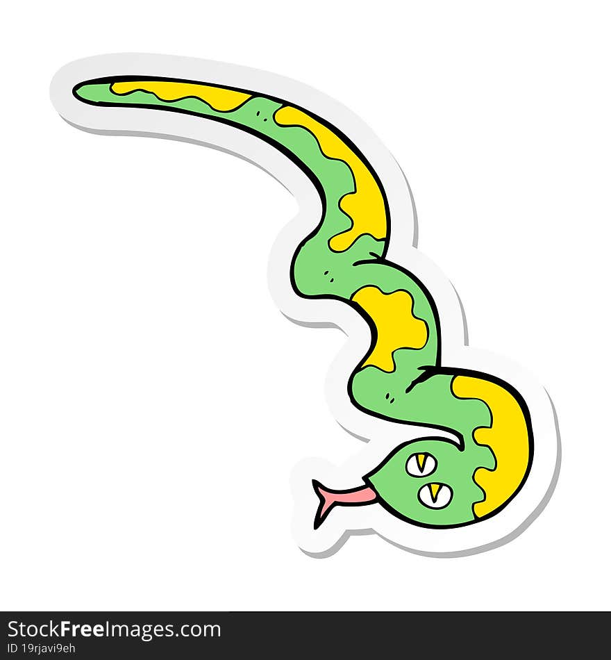 sticker of a cartoon hissing snake