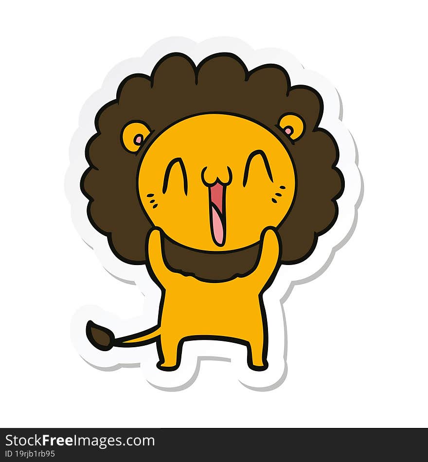 sticker of a happy cartoon lion