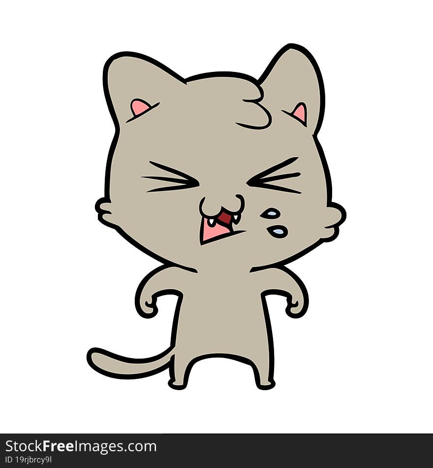 cartoon cat hissing. cartoon cat hissing