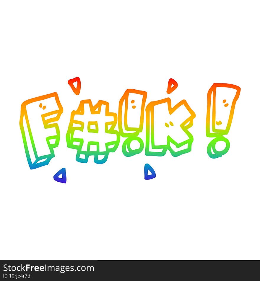 rainbow gradient line drawing cartoon swear word