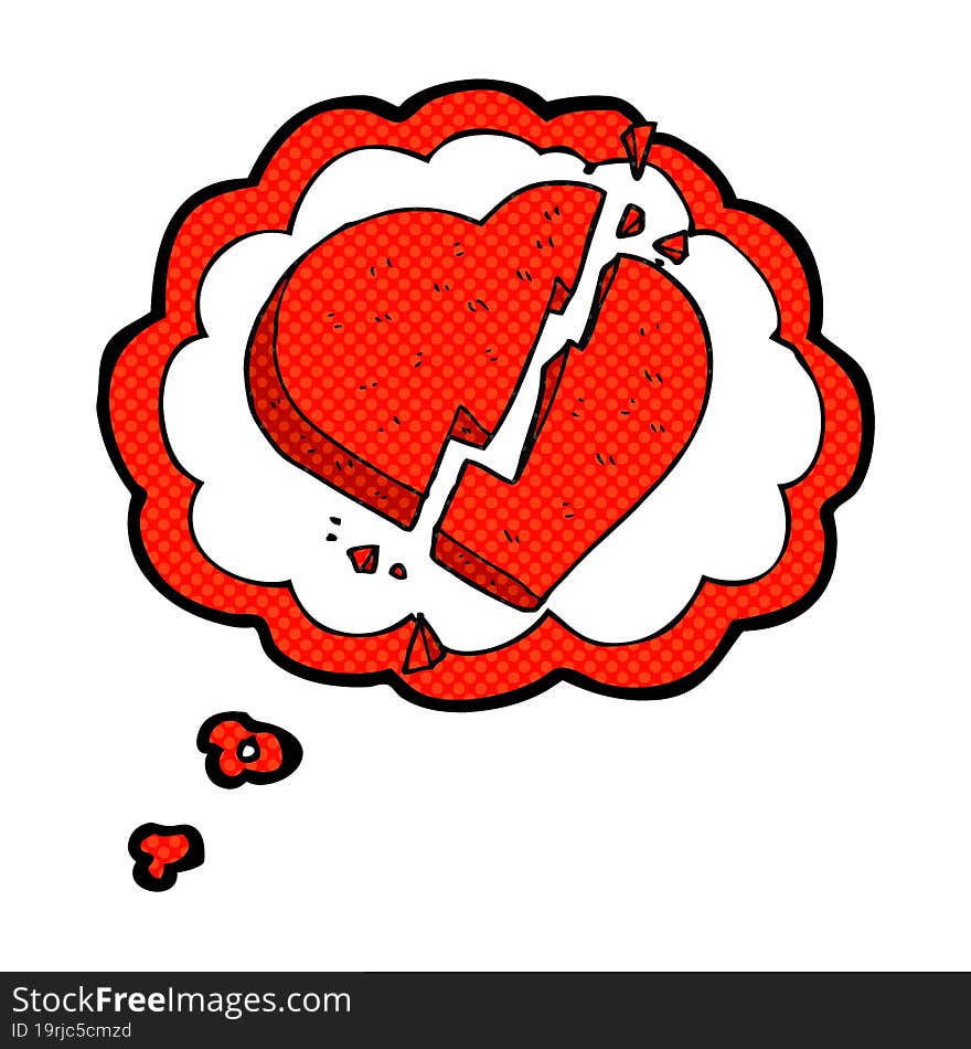 thought bubble cartoon broken heart symbol