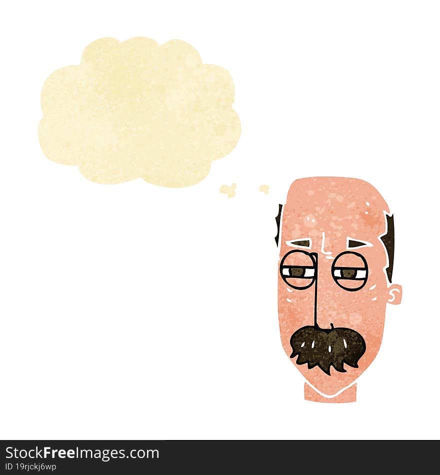 cartoon annoyed old man with thought bubble