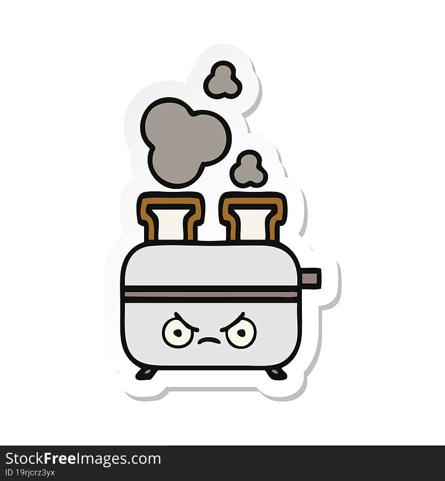 Sticker Of A Cute Cartoon Of A Toaster