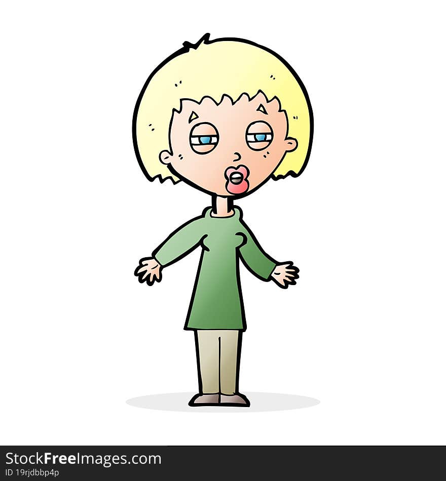 cartoon tired woman