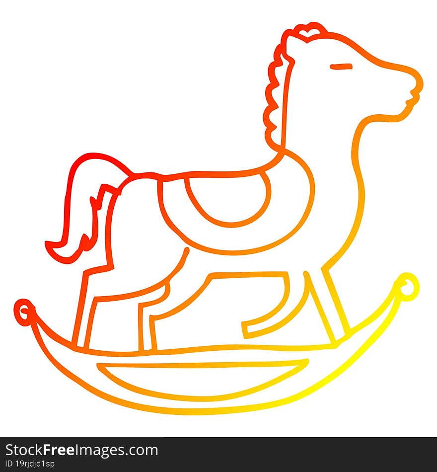 warm gradient line drawing cartoon rocking horse