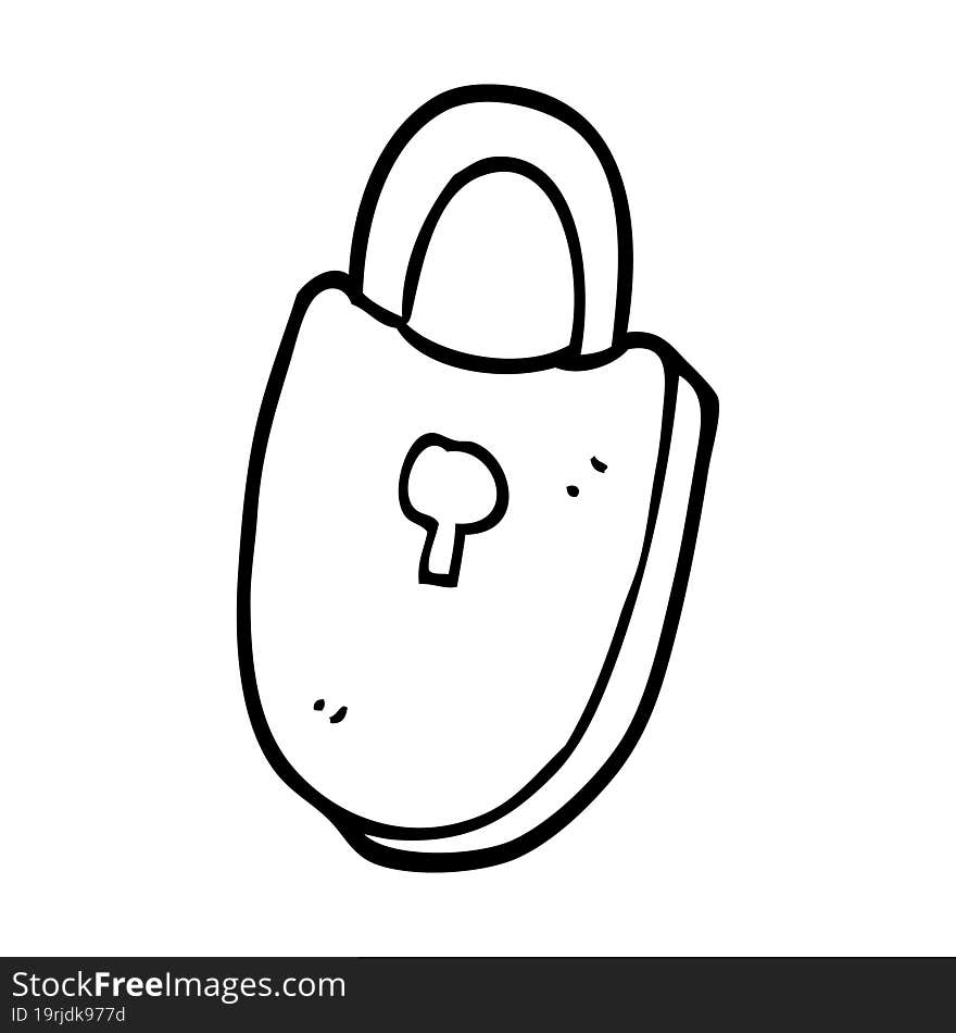 line drawing cartoon treasure lock