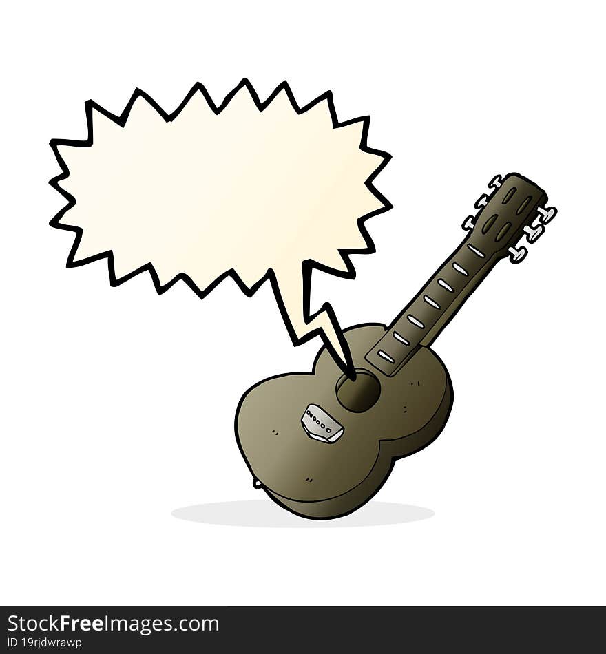 cartoon guitar with speech bubble