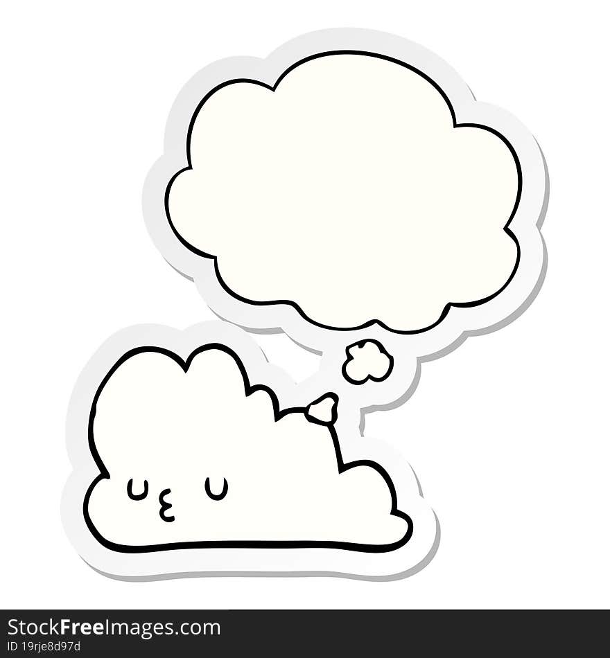 Cute Cartoon Cloud And Thought Bubble As A Printed Sticker