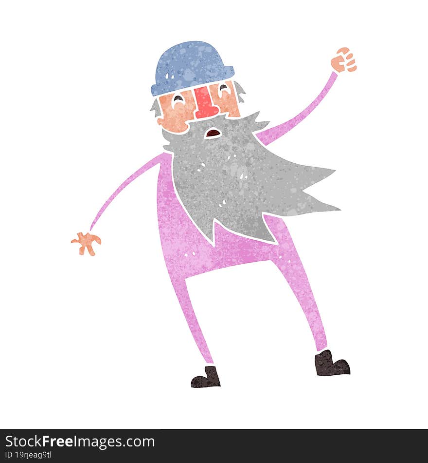 retro cartoon old man in thermal underwear