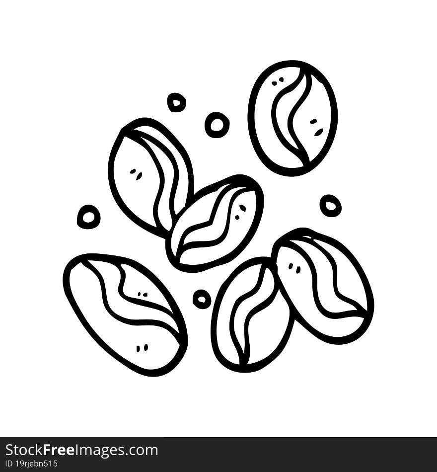 Line Drawing Cartoon Coffee Beans