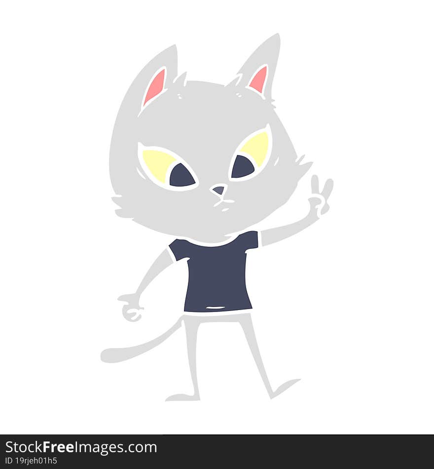 confused flat color style cartoon cat