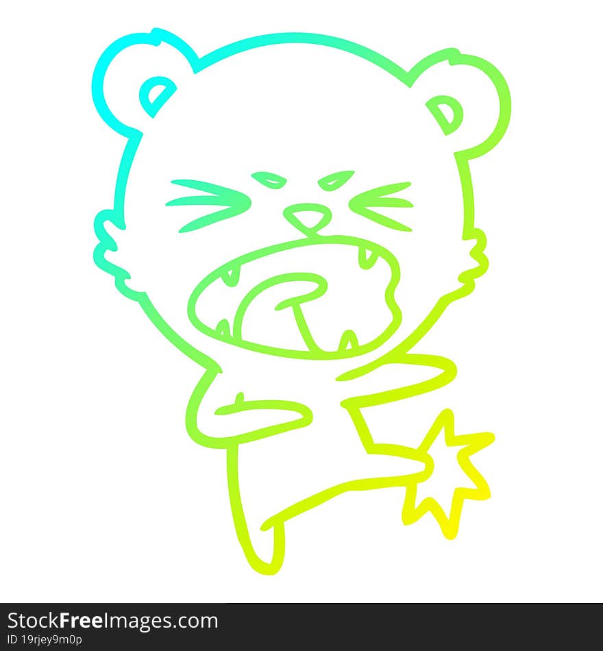 cold gradient line drawing angry cartoon bear