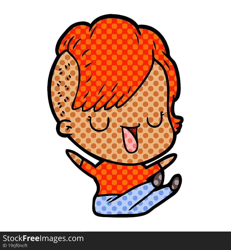 cute cartoon girl with hipster haircut. cute cartoon girl with hipster haircut