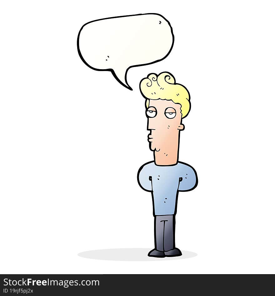 Cartoon Bored Man With Speech Bubble