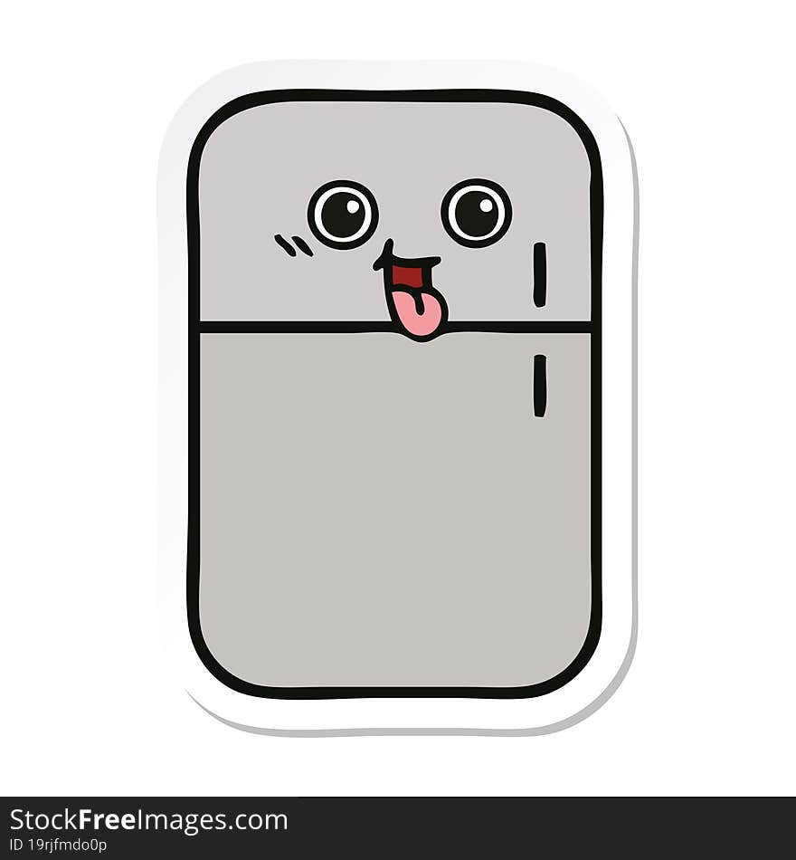 sticker of a cute cartoon fridge freezer