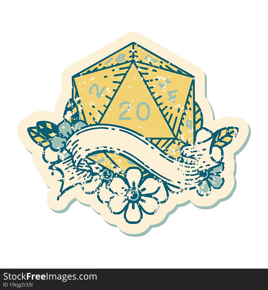 natural twenty D20 dice roll illustration