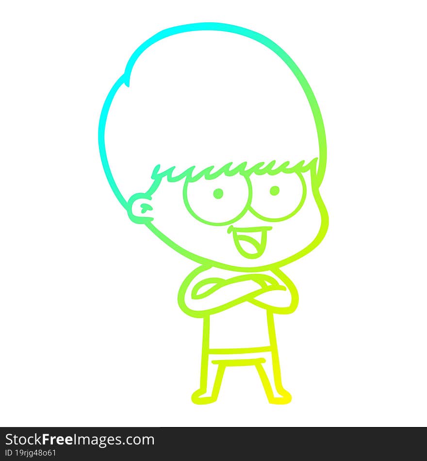 cold gradient line drawing happy cartoon boy