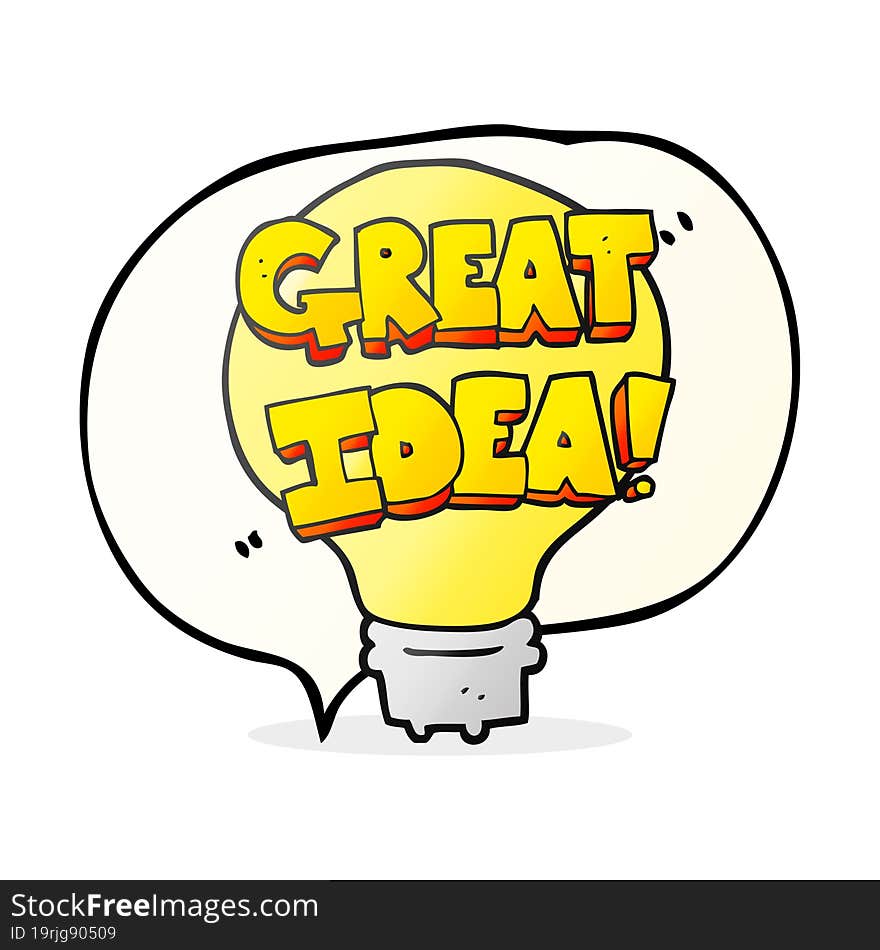 speech bubble cartoon great idea light bulb symbol