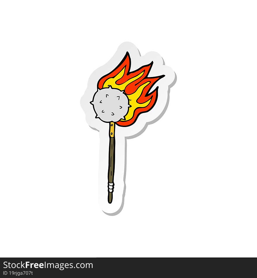 sticker of a cartoon medieval mace