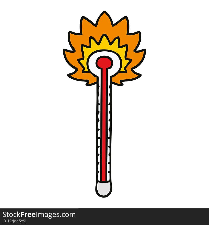 quirky hand drawn cartoon hot thermometer