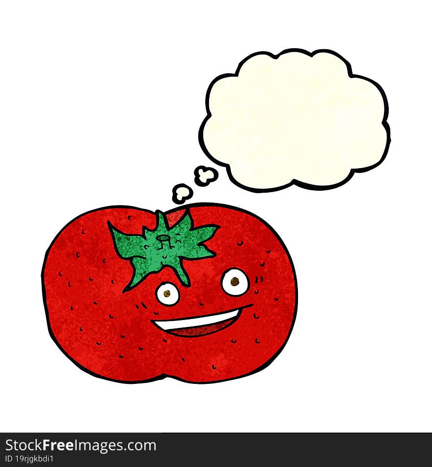 cartoon tomato with thought bubble