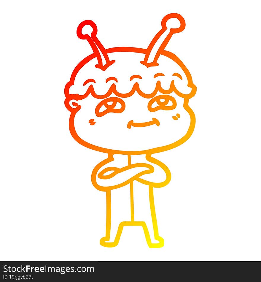 warm gradient line drawing friendly cartoon spaceman