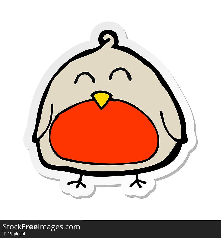 Sticker Of A Funny Cartoon Christmas Robin